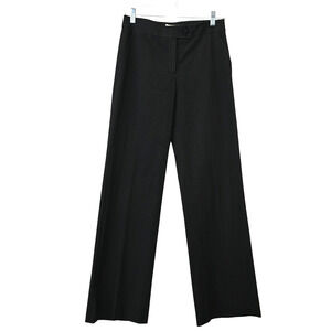 Etro Dress Pants Size 38 US 2 Black White Pinstripe Flat Front Wide Leg Trousers